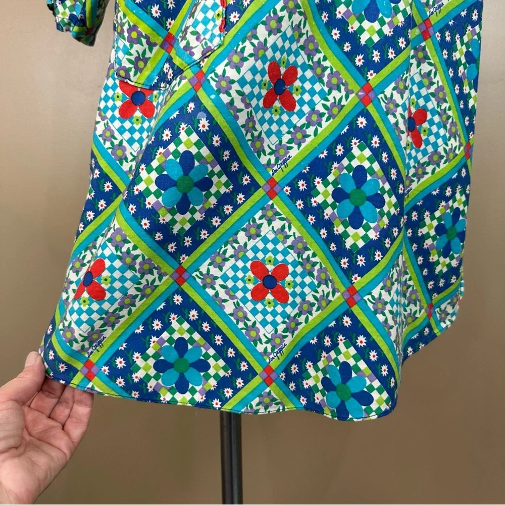Vintage Multicolor Floral Tile Print Apron Full Coverage Small